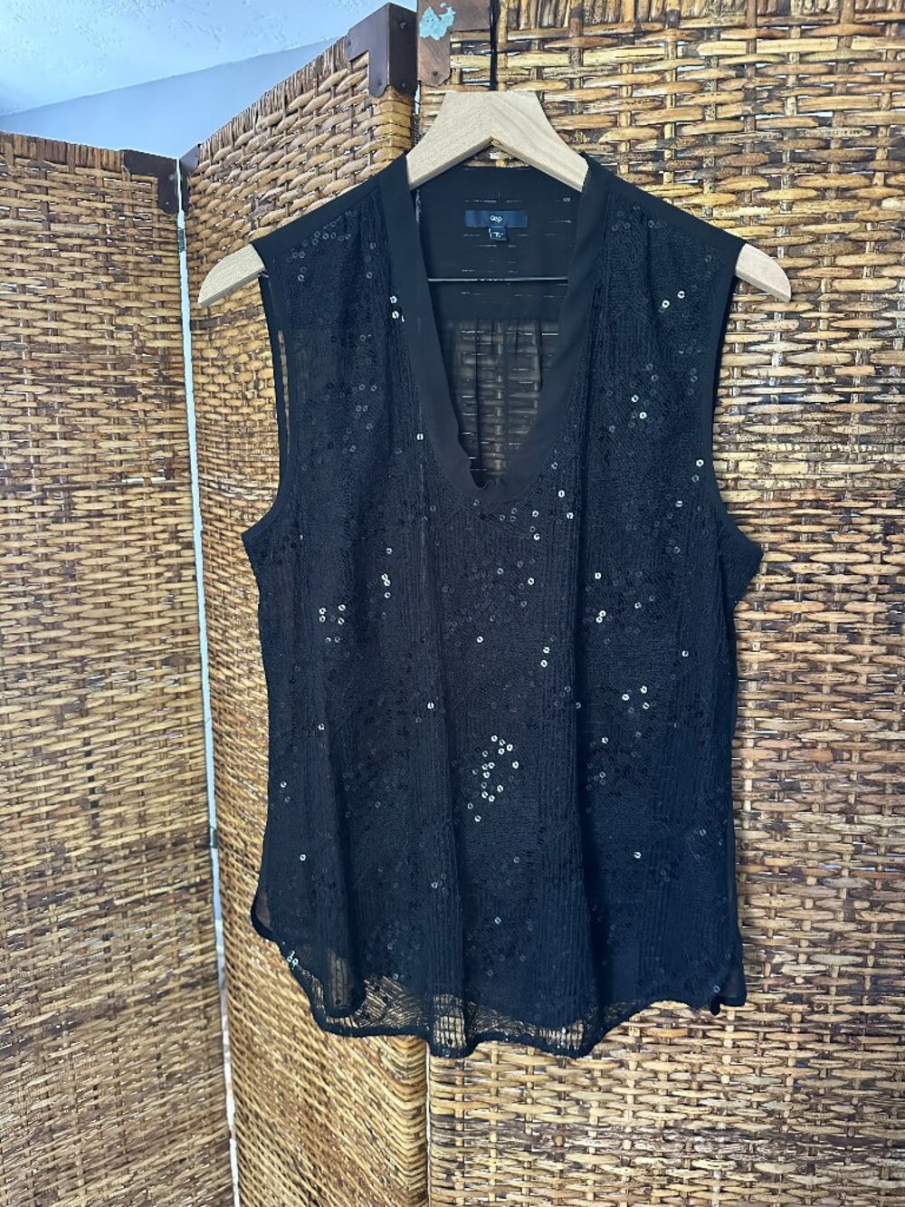 Gap Black Sequins Sheer Sleeveless Top